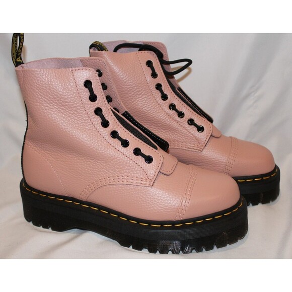 NIB Dr. Martens SINCLAIR MILLED LEATHER PLATFORM BOOTS $240 PINK - Picture 1 of 6